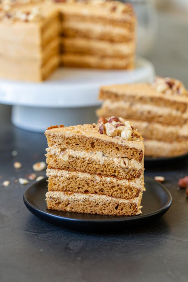 A slice of dulce de leche cake 