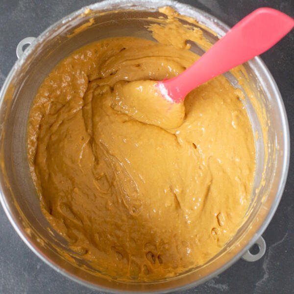 dulce de leche cake batter in a bowl