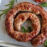 baked sausage on a baking dish