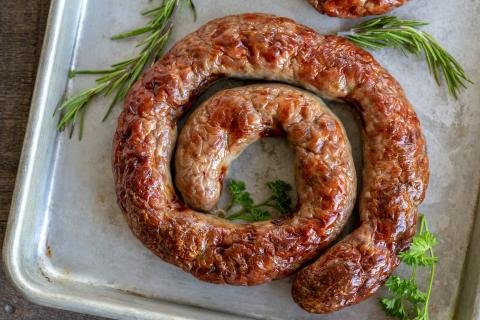 baked sausage on a baking dish