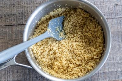 Cooked Quinoa in a pan