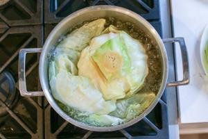 Cabbage boiling at a pot