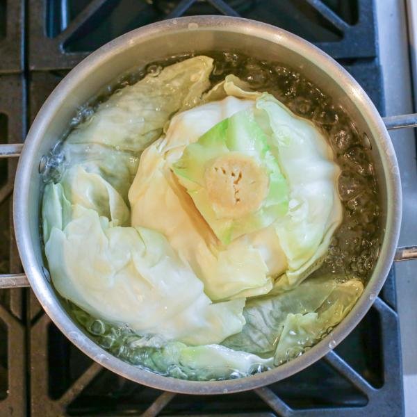 Cabbage boiling at a pot