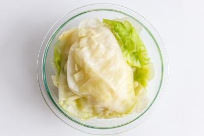 Cabbage leaves in a bowl