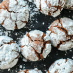 Baked Chocolate Crinkle Cookies on a tray.