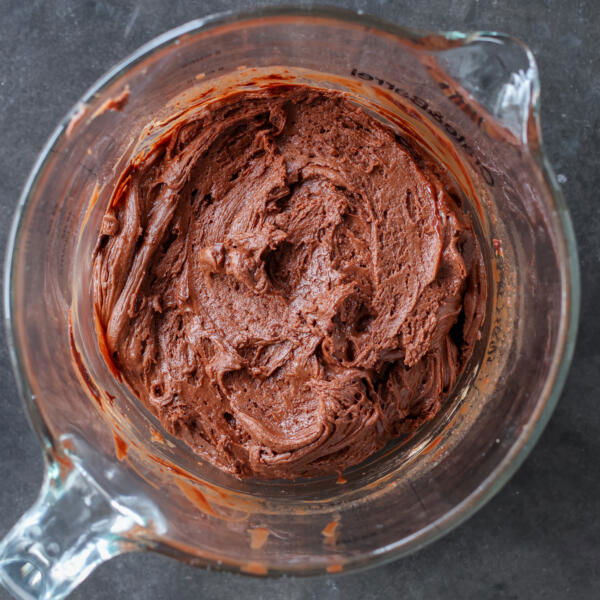 Chocolate Crinkle Cookie dough in a dish.
