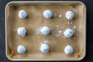 Cookies on a baking dish.