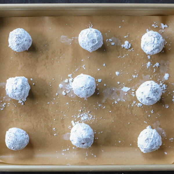 Cookies on a baking dish.