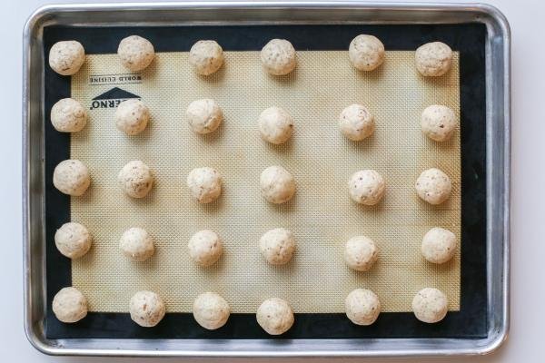Cookie dough on a baking sheet