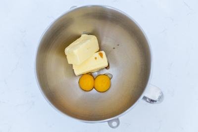 eggs and butter in a mixing bowl