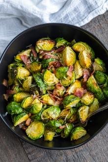 Plate with Brussels Sprouts and bacon