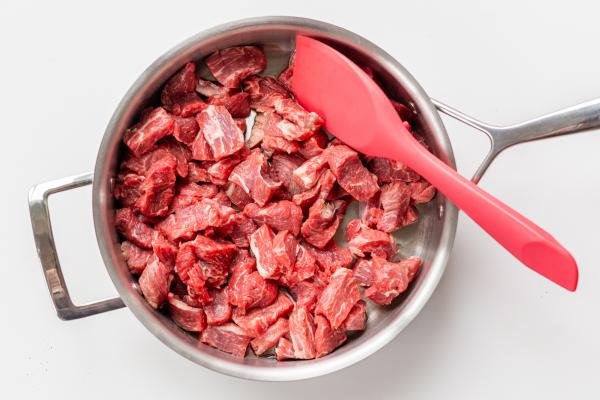 Beef in a frying pan