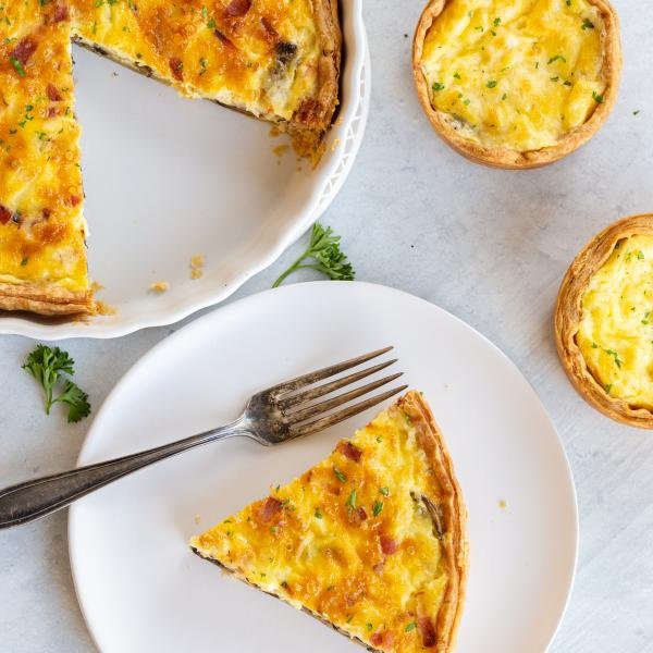 Slice of Breakfast Quiche on a plate
