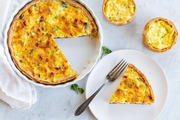 Slice of Breakfast Quiche on a plate