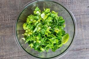 cut up lettuce in a bowl