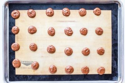 macarons on a baking sheet