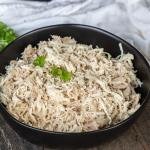 Bowl of shredded chicken in a bowl