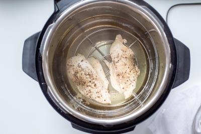 Cooked chicken breast in an instant pot