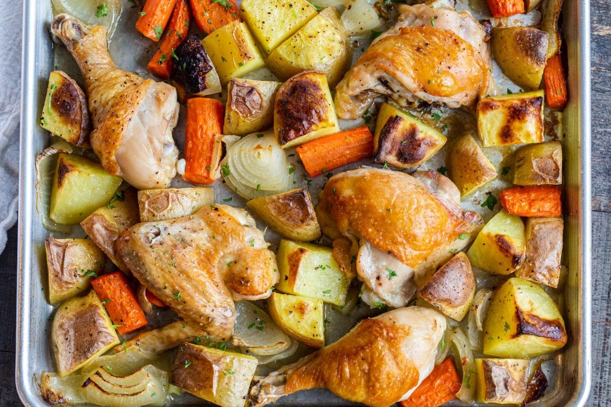 One Pan Roasted Chicken And Potatoes Momsdish 