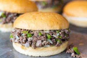 Philly Cheese Steak Sloppy Joes on the tray