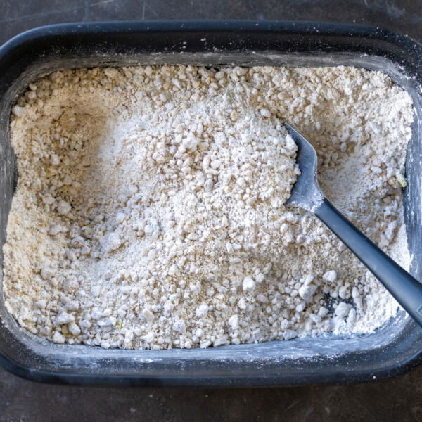 Powdered sugar with walnuts.