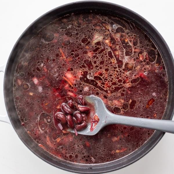 Beans getting added to Classic Borscht