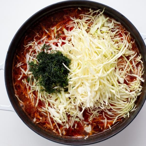 cabbage in a pot with soup