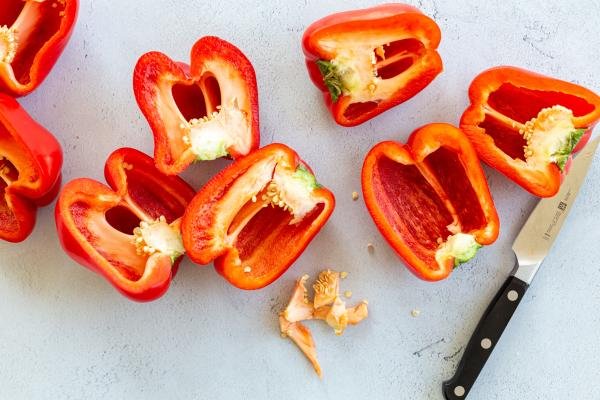Bell peppers split cut