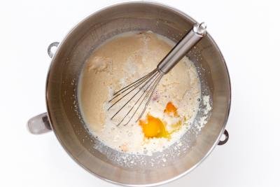 eggs and liquids combined for the yeast dough