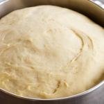 Yeast pastry dough in a kitchen aid mixer