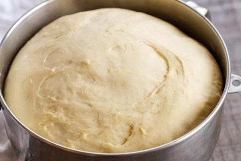 Yeast pastry dough in a kitchen aid mixer