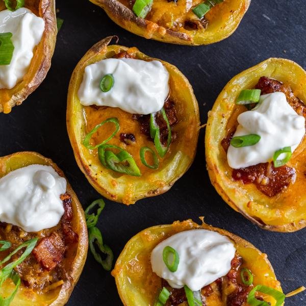 Potato skins on a tray