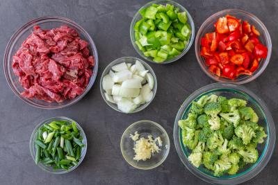 veggies and beed for Hunan beef