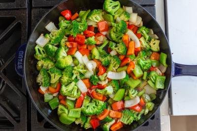 veggies in a frying pan
