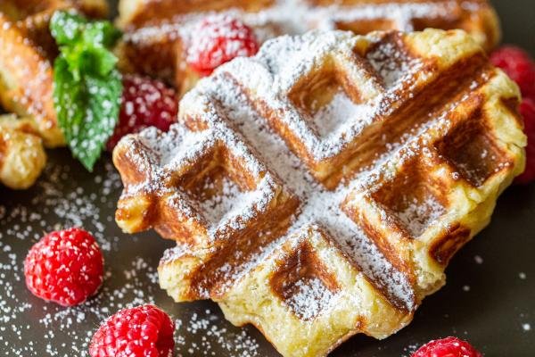 Belgian Liege Waffles with berries