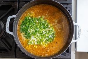 soup with broth with green onions
