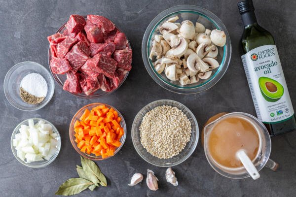 ingredients for Beef and Barley soup