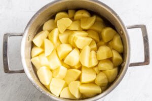 Potatoes cooking in a pot