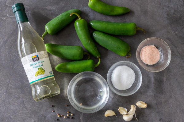 ingredients for pickled Jalapenos