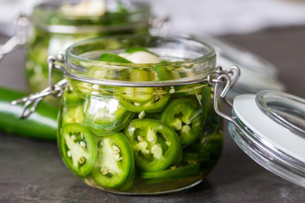 pickled Jalapenos in a jar