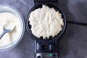 Buttermilk dough in a waffle maker
