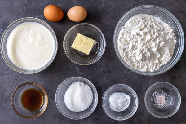 Ingredients for buttermilk waffles