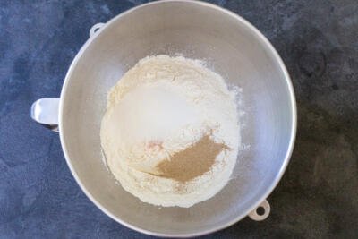 mixing bowl with dry ingredients in a mixing bowl