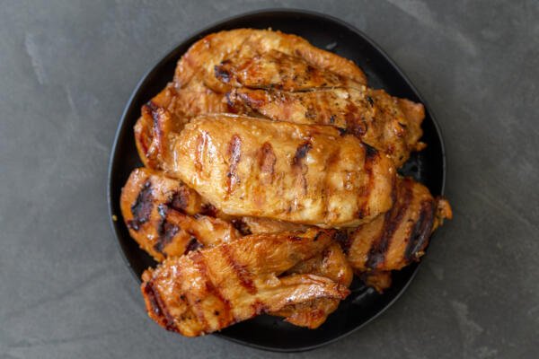 a plate with grilled chicken teriyaki