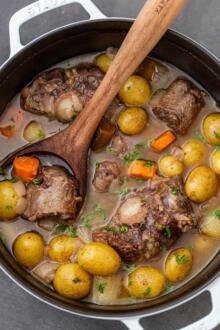 Braised Oxtail in a pot with veggies