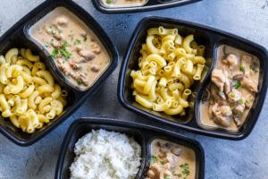 preboxed lunch boxes with noodles or rice