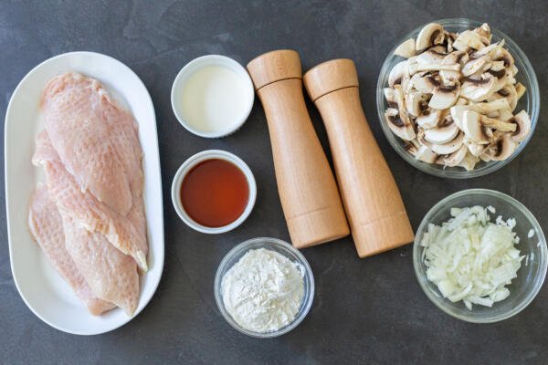 Ingredients for chicken marsala