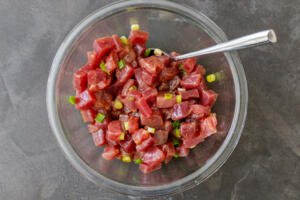 Poke tuna in a bowl