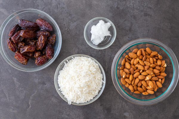 Ingredients for sugar free coconut bars