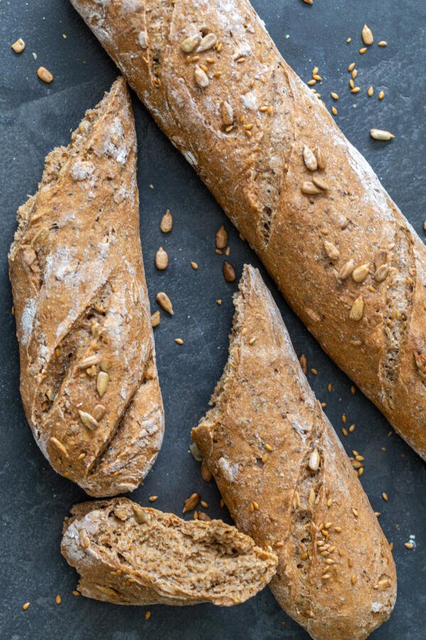 baguette on a counter